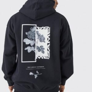 OVERSIZED FLORAL PHOTO BACK PRINT HOODIE